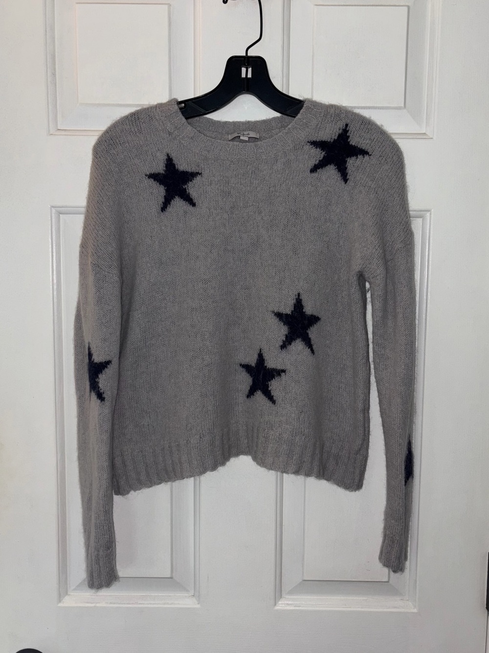 Rails Perci Light Gray Navy Stars Wool Alpaca Blend Sweater